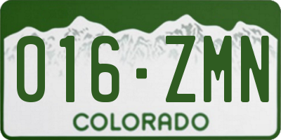 CO license plate 016ZMN