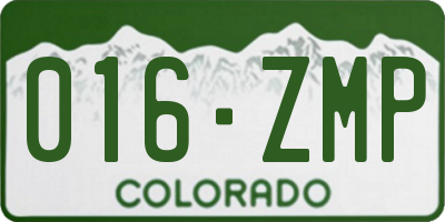 CO license plate 016ZMP