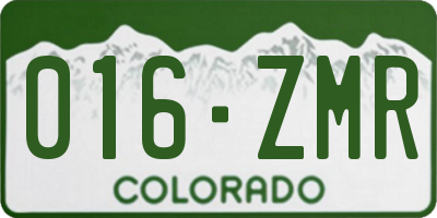 CO license plate 016ZMR