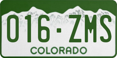 CO license plate 016ZMS