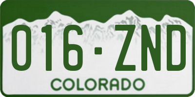 CO license plate 016ZND
