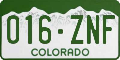 CO license plate 016ZNF