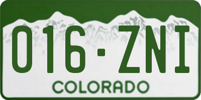 CO license plate 016ZNI