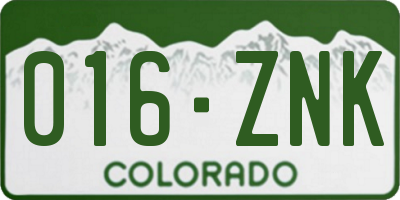 CO license plate 016ZNK