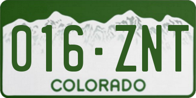 CO license plate 016ZNT