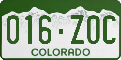 CO license plate 016ZOC