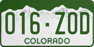 CO license plate 016ZOD
