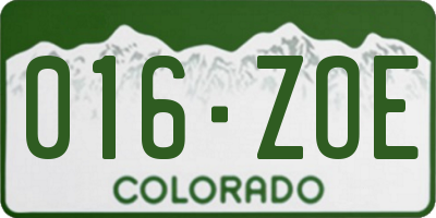 CO license plate 016ZOE