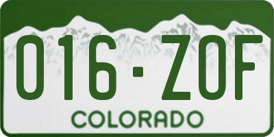 CO license plate 016ZOF