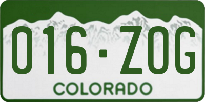 CO license plate 016ZOG