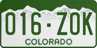 CO license plate 016ZOK