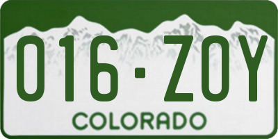 CO license plate 016ZOY