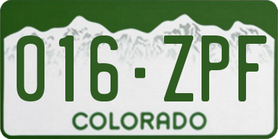 CO license plate 016ZPF