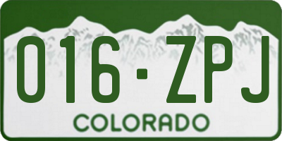 CO license plate 016ZPJ