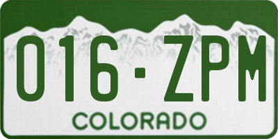 CO license plate 016ZPM