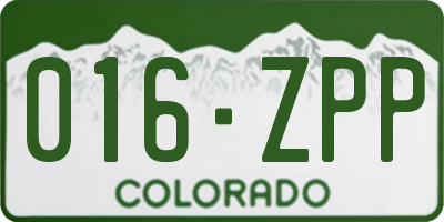 CO license plate 016ZPP