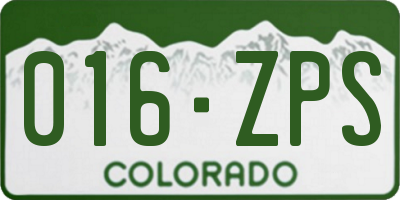 CO license plate 016ZPS