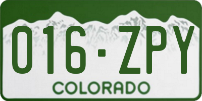 CO license plate 016ZPY
