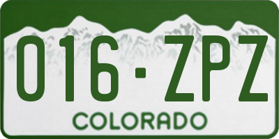 CO license plate 016ZPZ