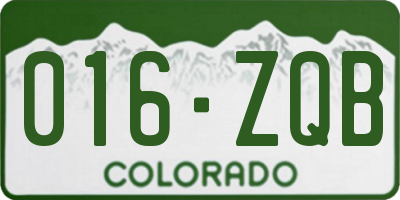 CO license plate 016ZQB
