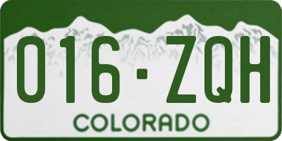 CO license plate 016ZQH