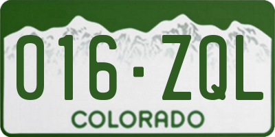 CO license plate 016ZQL