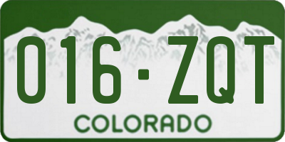 CO license plate 016ZQT