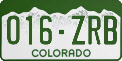 CO license plate 016ZRB