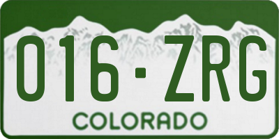CO license plate 016ZRG