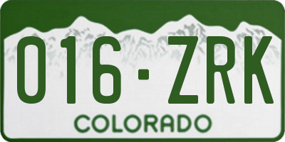 CO license plate 016ZRK