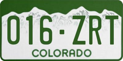 CO license plate 016ZRT
