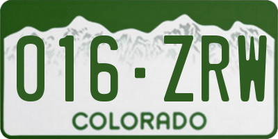CO license plate 016ZRW