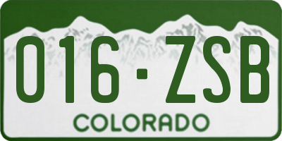 CO license plate 016ZSB