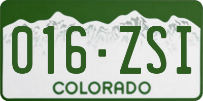 CO license plate 016ZSI