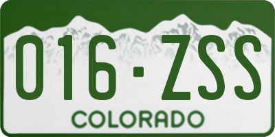 CO license plate 016ZSS