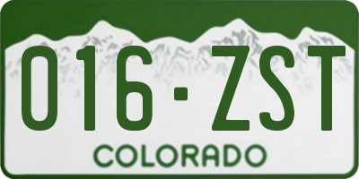 CO license plate 016ZST