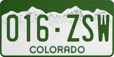 CO license plate 016ZSW