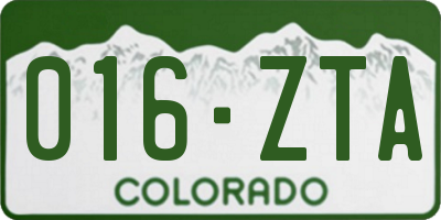 CO license plate 016ZTA
