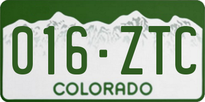 CO license plate 016ZTC