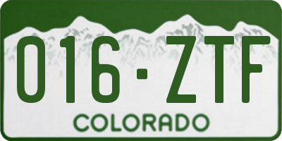 CO license plate 016ZTF