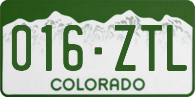 CO license plate 016ZTL