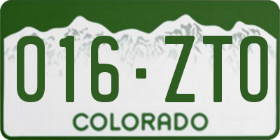 CO license plate 016ZTO