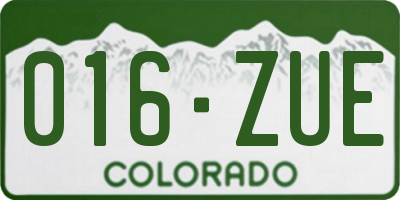 CO license plate 016ZUE
