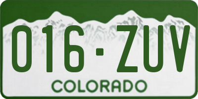 CO license plate 016ZUV