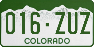 CO license plate 016ZUZ