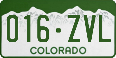 CO license plate 016ZVL