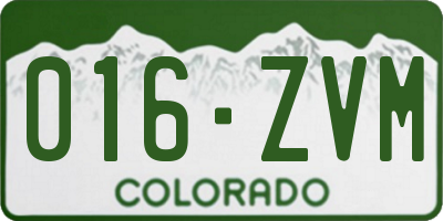 CO license plate 016ZVM