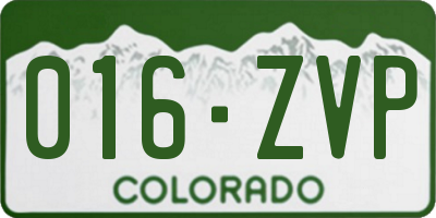CO license plate 016ZVP