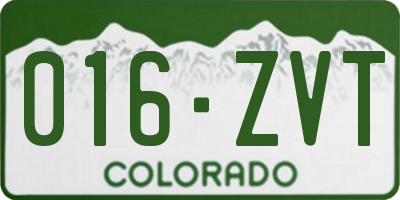 CO license plate 016ZVT