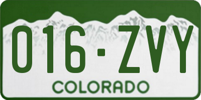 CO license plate 016ZVY